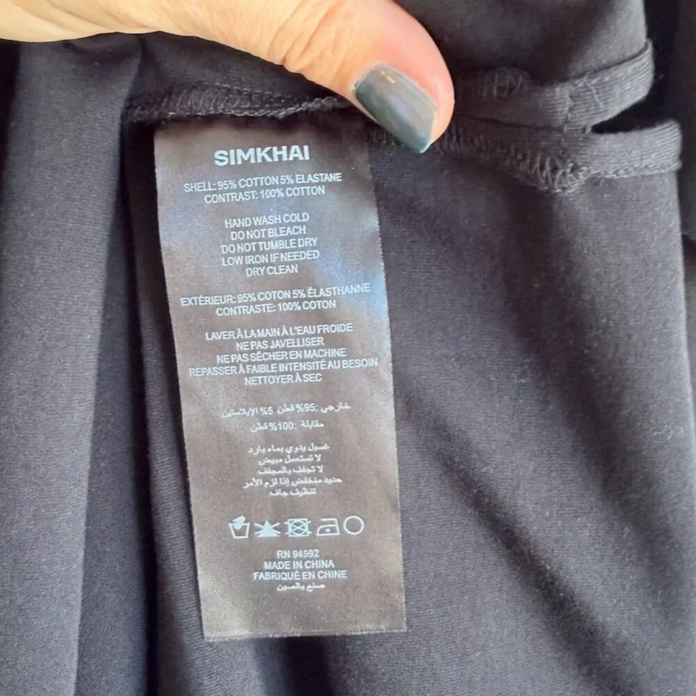 Simkhai Cody Cotton Jersey Ruched Mini Dress in Black & White size XL NWOT
